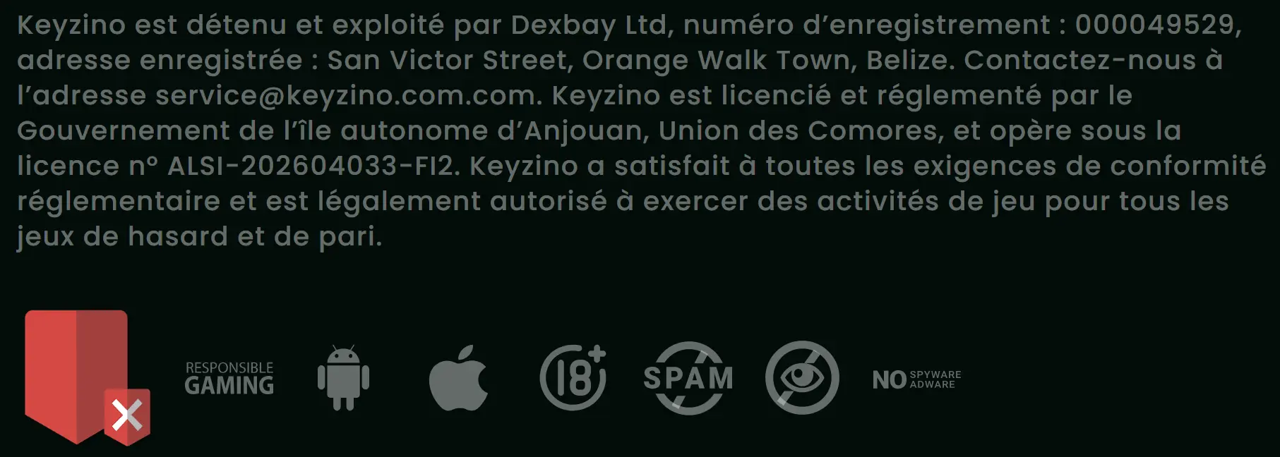 keyzino casino encadrement légal
