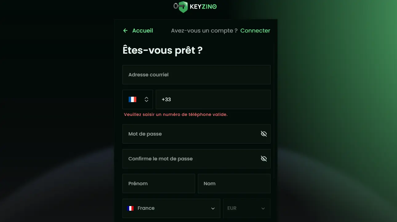 keyzino casino inscription